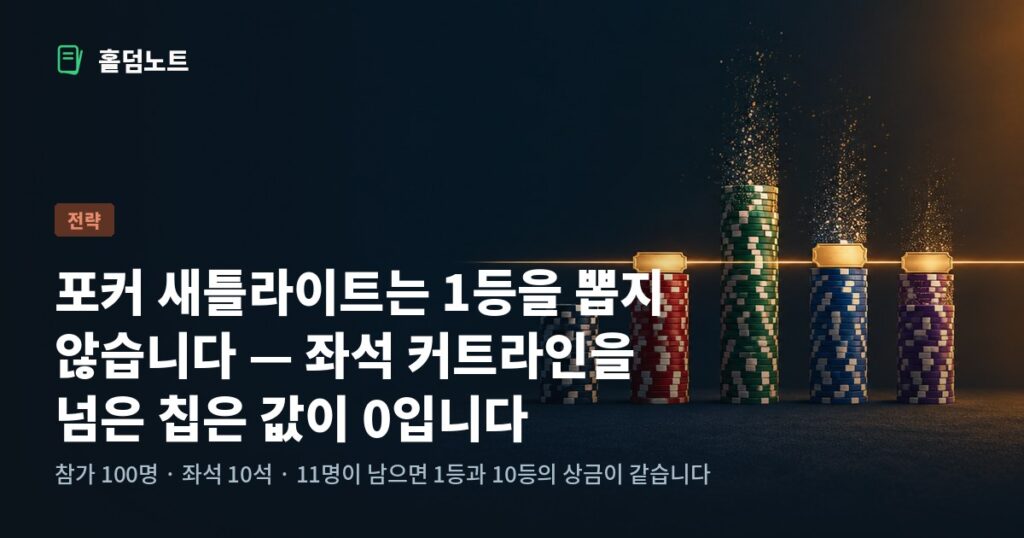 좌석 커트라인을 나타내는 가로선 위에 같은 크기의 금색 티켓이 올려진 포커 칩 스택들